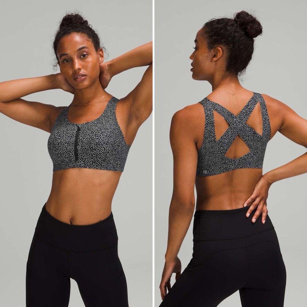 Lululemon Enlite Bra Zip Front High Support Size 34C in Double Dimension Starlig